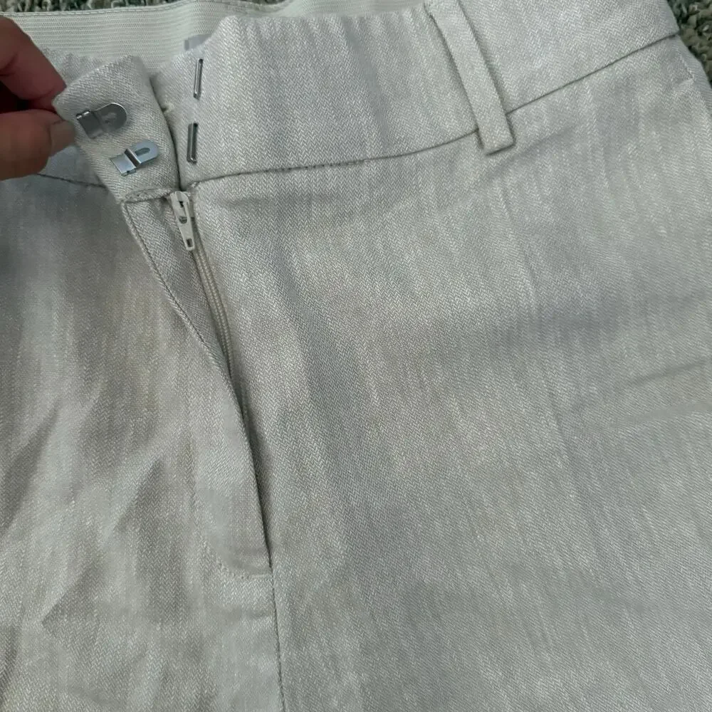 H&M Linen Blend Casual Straight Leg Old‎ Money Basic Office Wear Women Pants